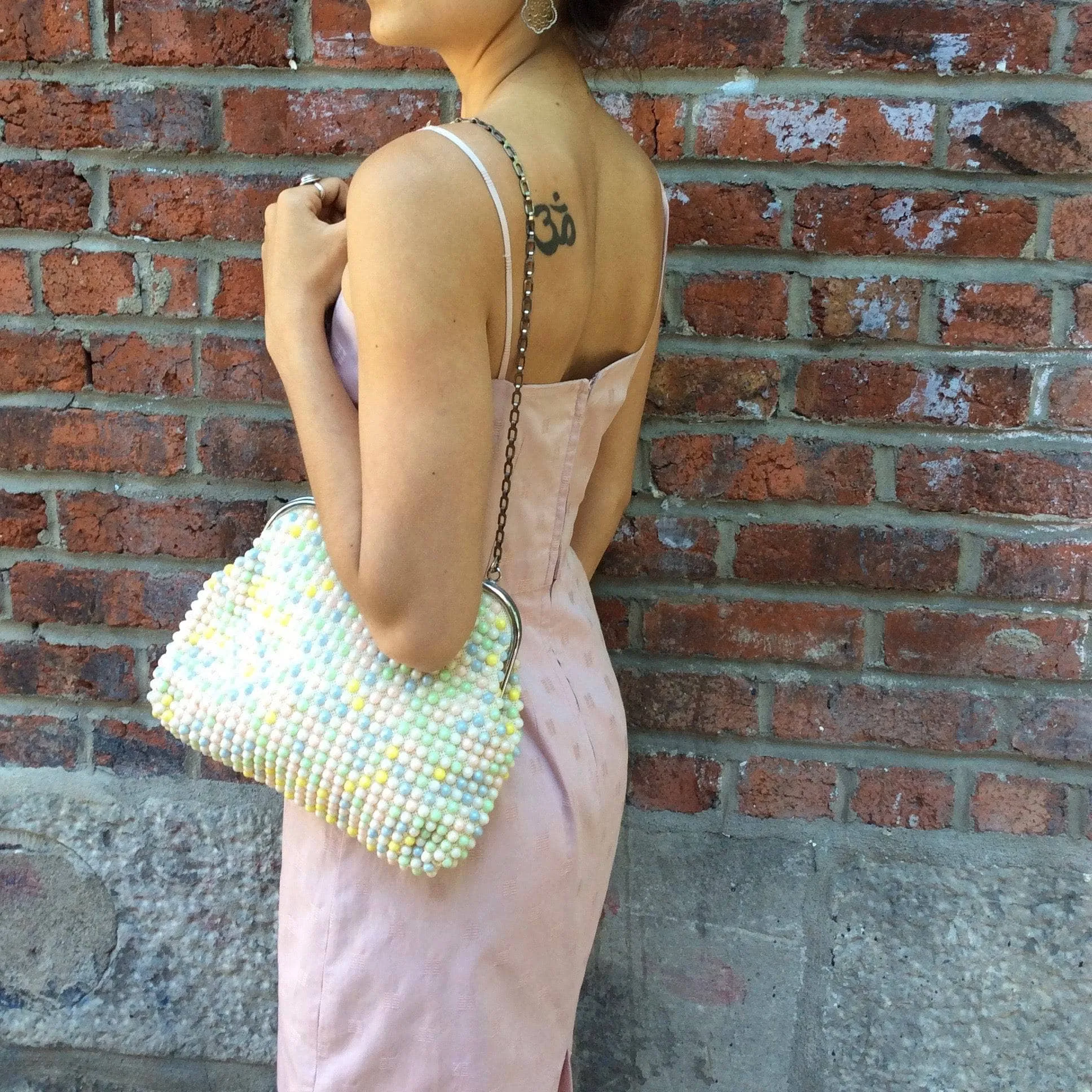 1950s/60s Antique Rose Cotton Jacquard Midi Slip Dress S