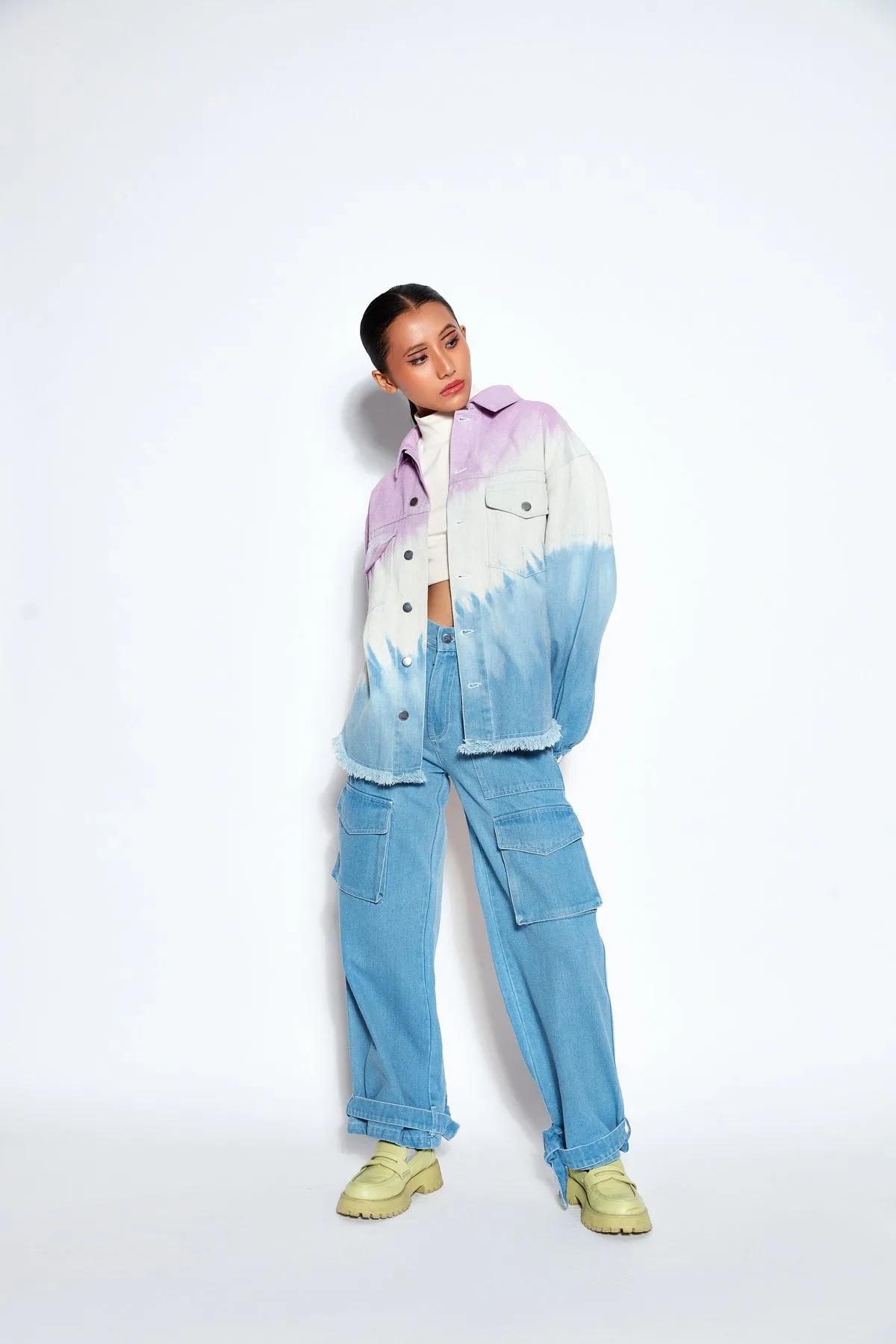 90s Baggy Denim Cargo Jeans- Blue
