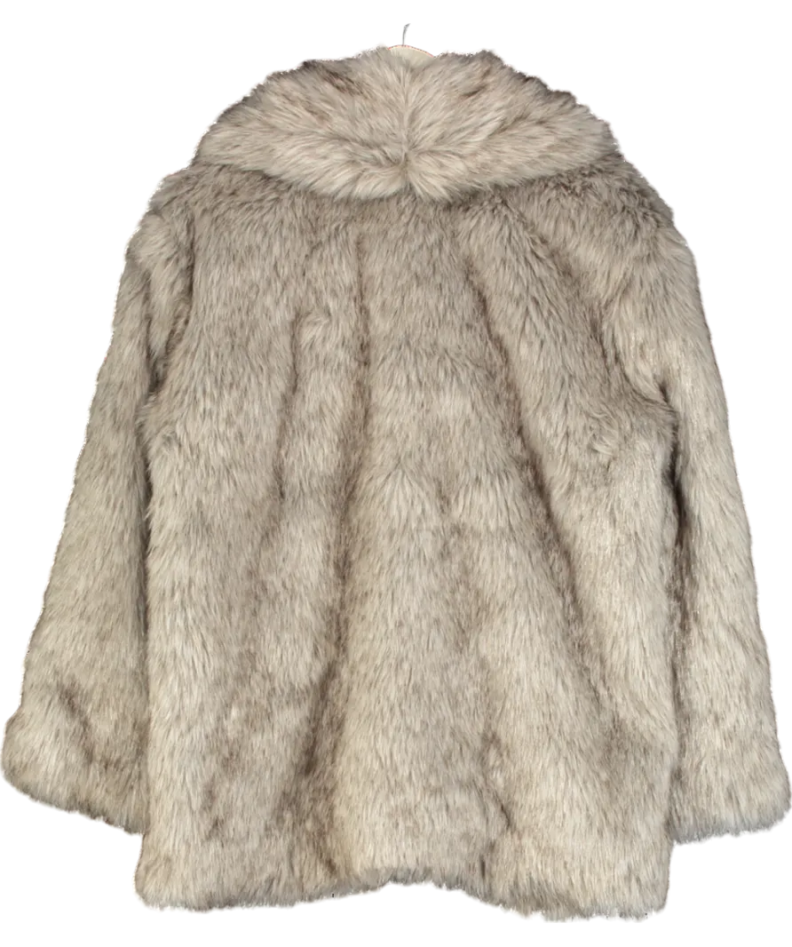 Abercrombie & Fitch Beige Shawl Collar Faux Fur Coat UK L