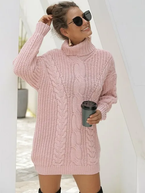 Aspen Knit Turtle-Neck Dress