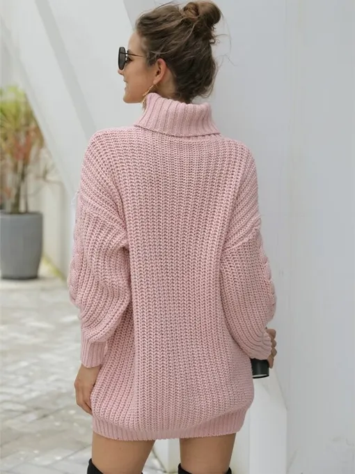 Aspen Knit Turtle-Neck Dress