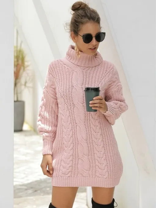 Aspen Knit Turtle-Neck Dress