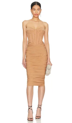 Bardot Lithium Mesh Midi Dress in Nude