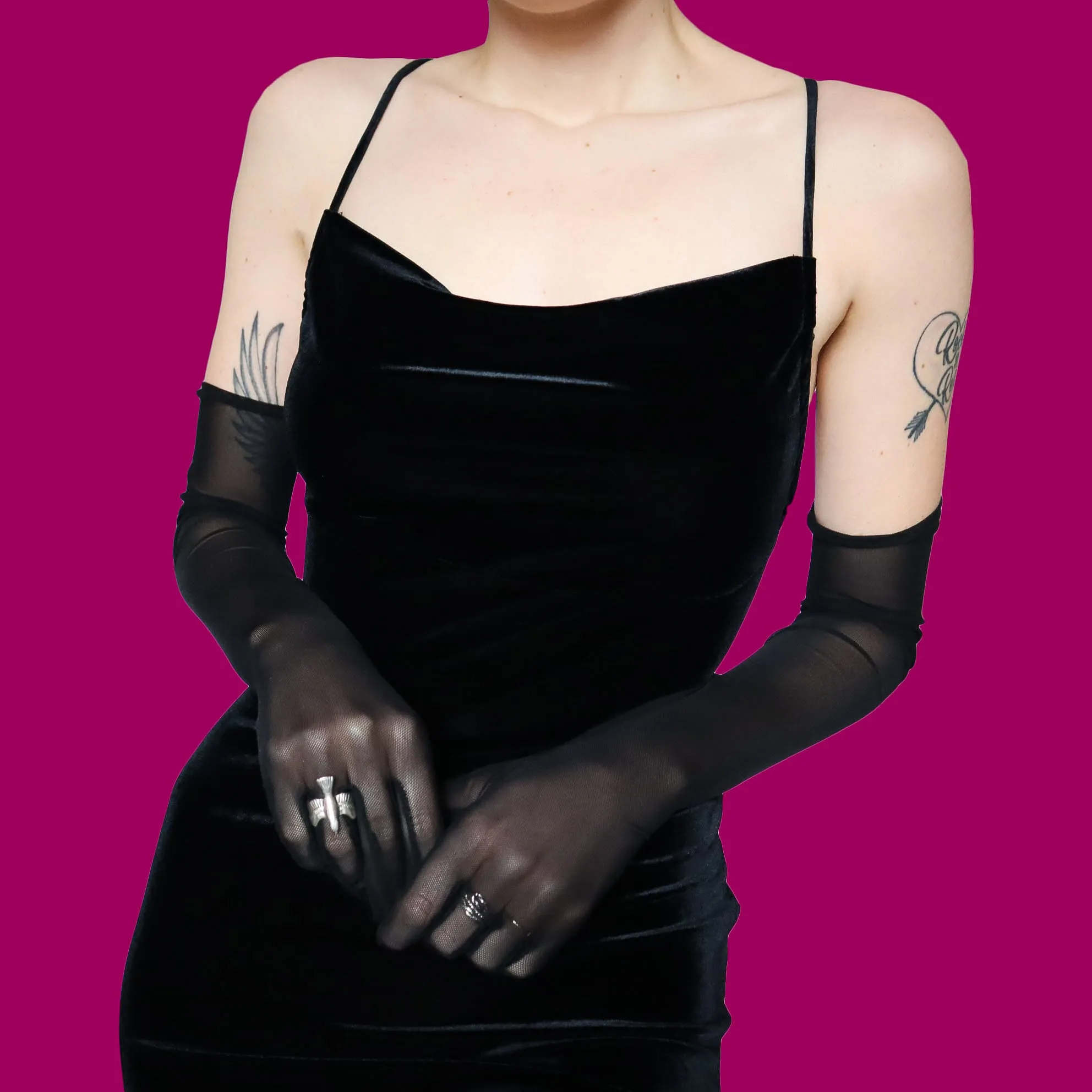Black velvet slip midi dress UK 10