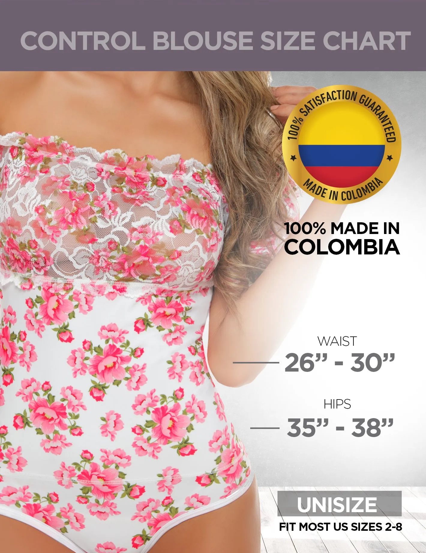 Bodysuit Shaper Blusa Faja  Rosas