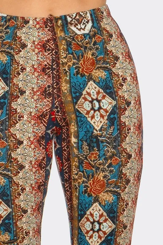 Boho Floral Printed Flared Pants