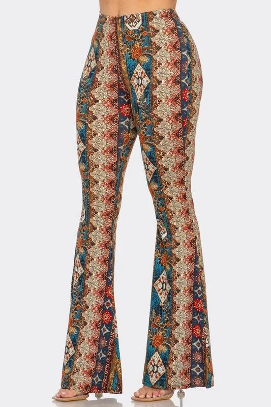 Boho Floral Printed Flared Pants