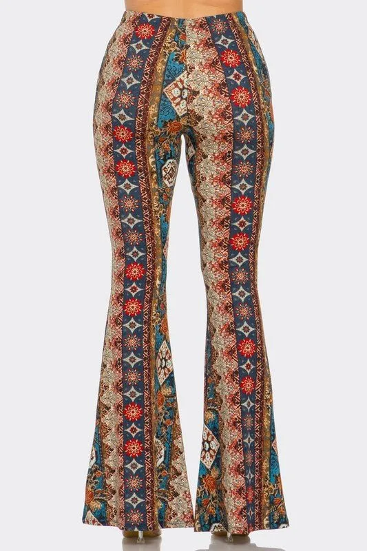 Boho Floral Printed Flared Pants