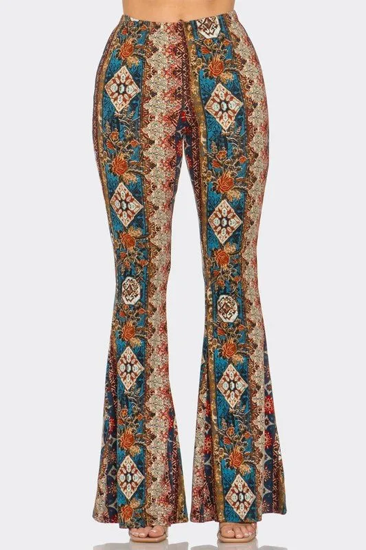 Boho Floral Printed Flared Pants