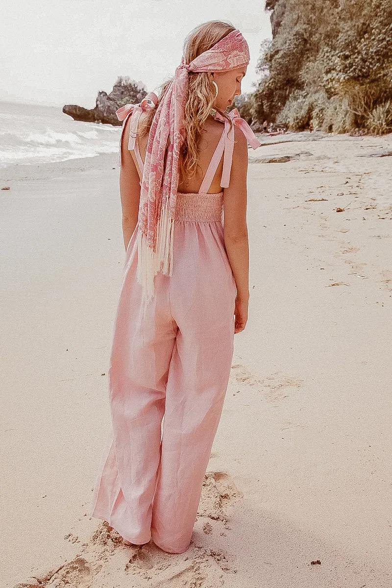 Bonnie Linen Jumpsuit- Pale Pink