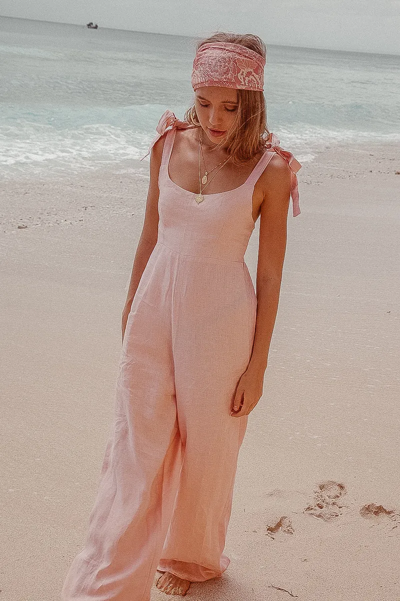 Bonnie Linen Jumpsuit- Pale Pink
