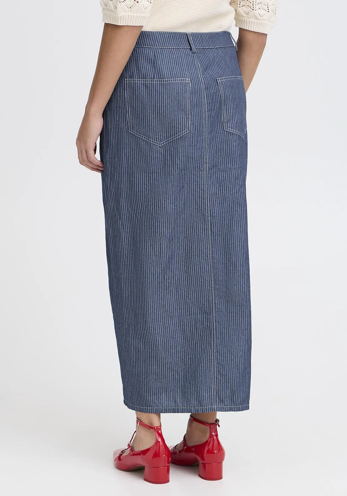 Casual Skirt - Mid Blue Striped Denim