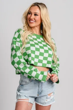 Checkered crop sweater green