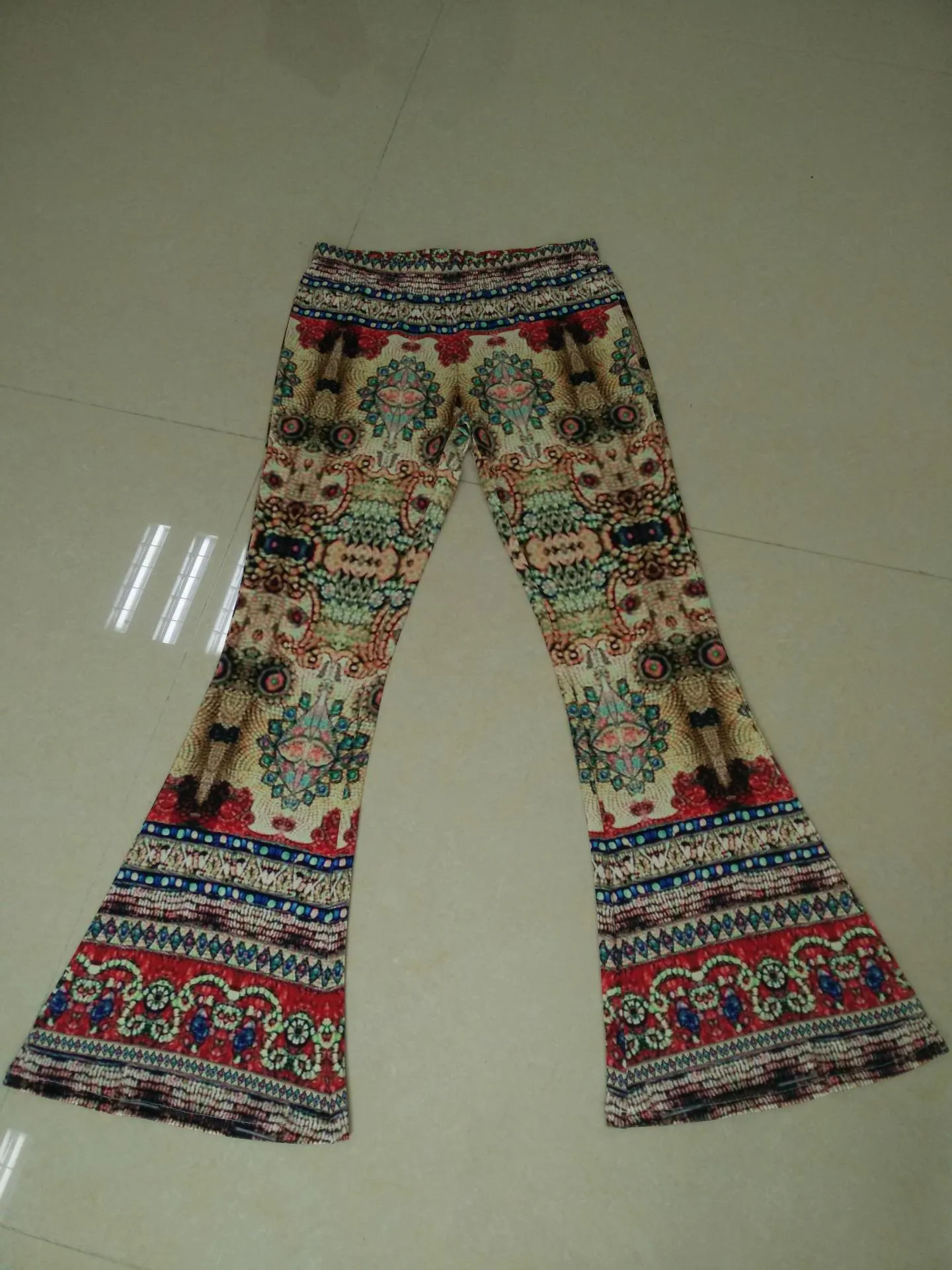 Clearance Skinny Flower Print Fashion Bell-bottom Retro Pants