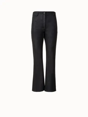 Cropped Flared Cotton Denim Stretch Pants
