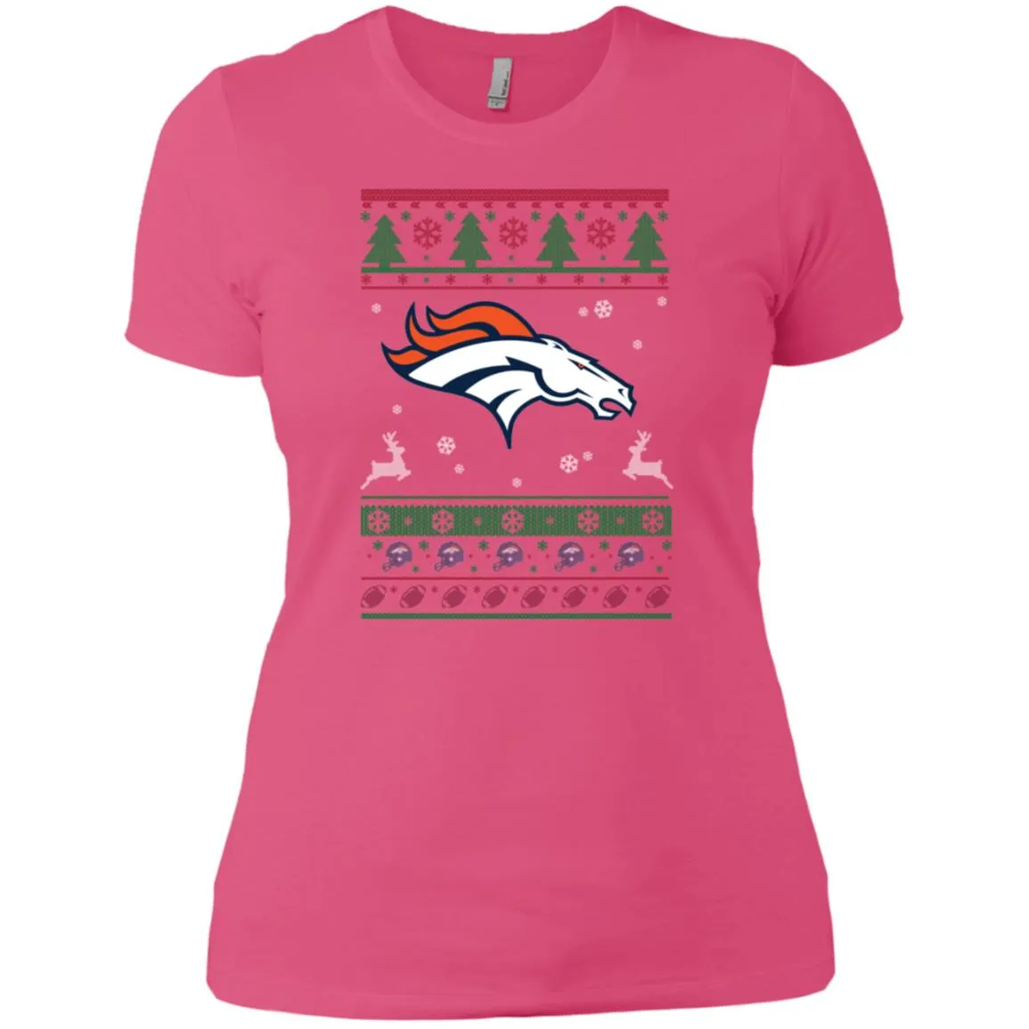 Denver Broncos Logo Football Teams Ugly Christmas Sweater Women T-Shirt