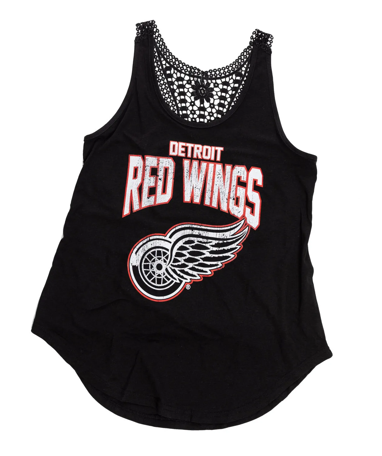 Detroit Red Wings Ladies "Distressed" Lace Flowy Tank Top