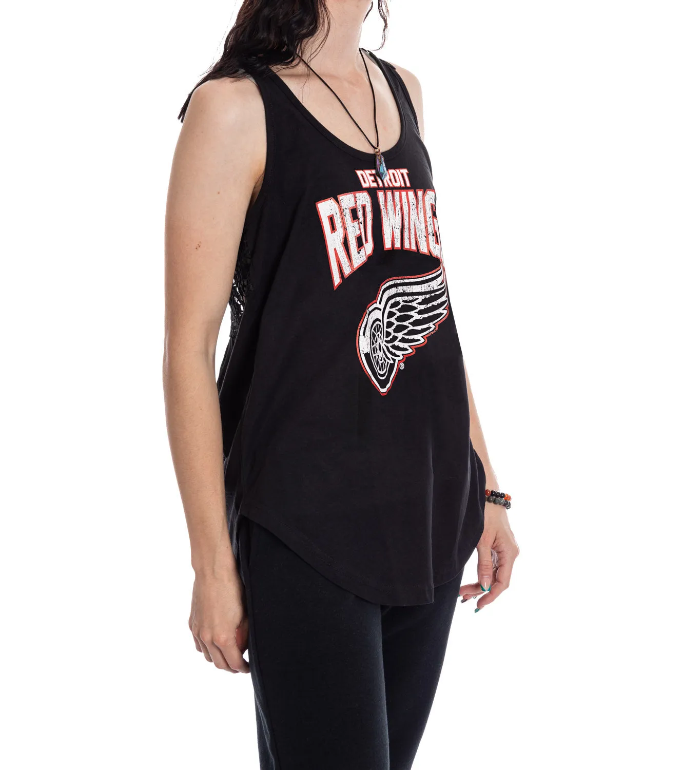 Detroit Red Wings Ladies "Distressed" Lace Flowy Tank Top