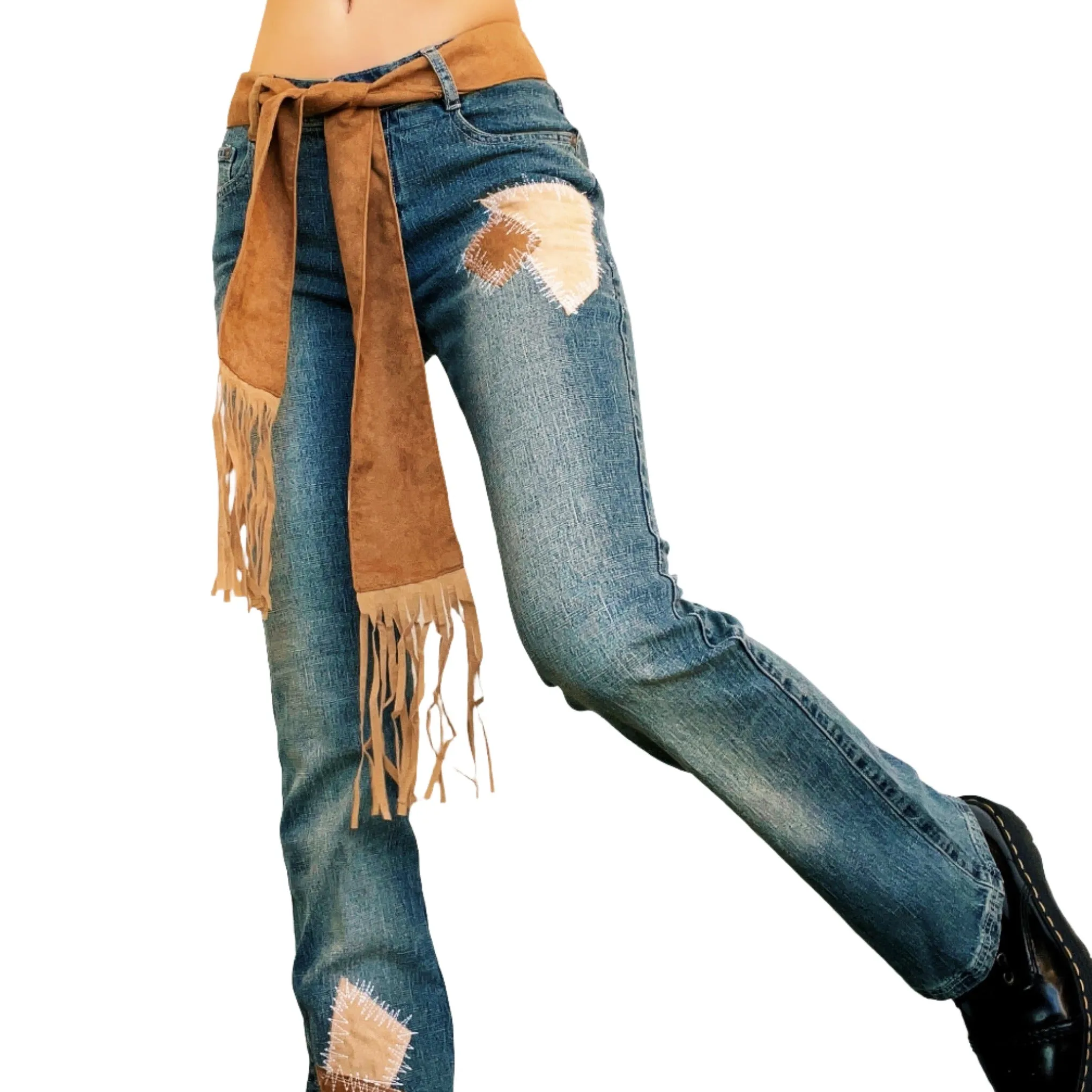 Early 2000s Patchwork Jeans (XS)