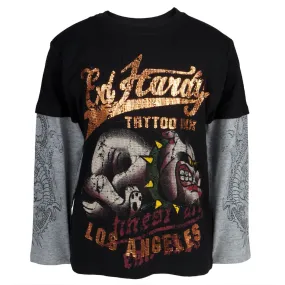 Ed Hardy - Running Bulldog Youth 2fer Long Sleeve T-Shirt