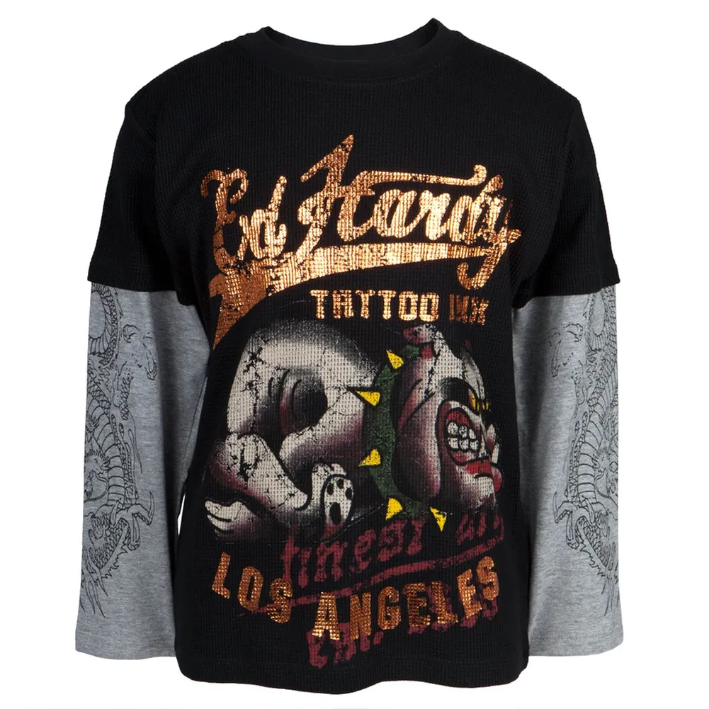 Ed Hardy - Running Bulldog Youth 2fer Long Sleeve T-Shirt