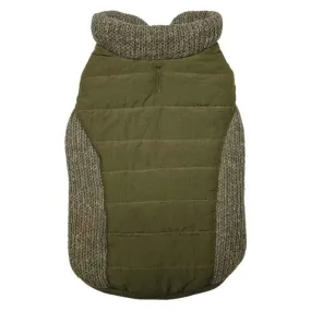 Fashion Pet Sweater Trim Puffy Coat Reversible Olive