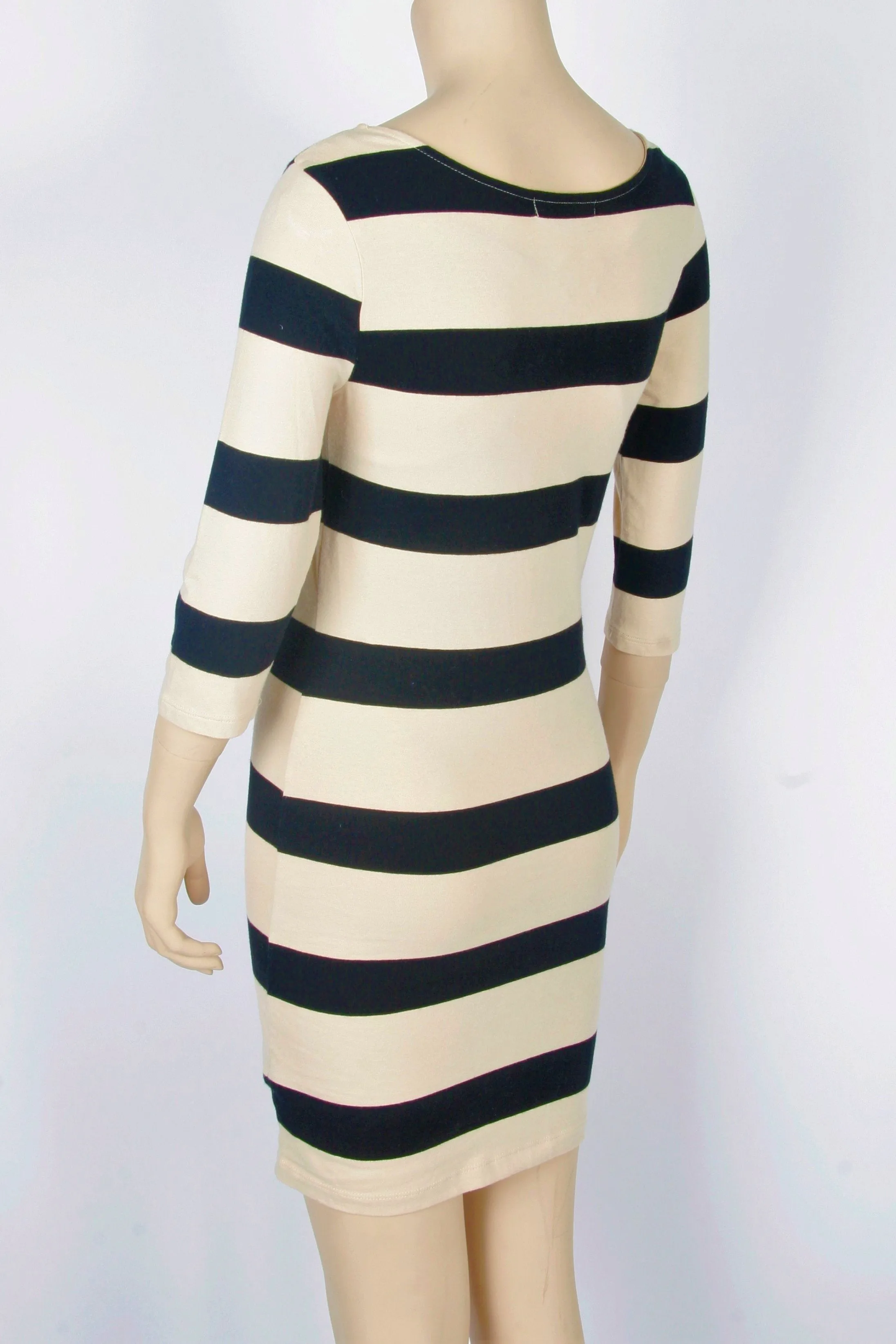 Forever 21 Tan & Black Striped Bodycon Dress-Size Small