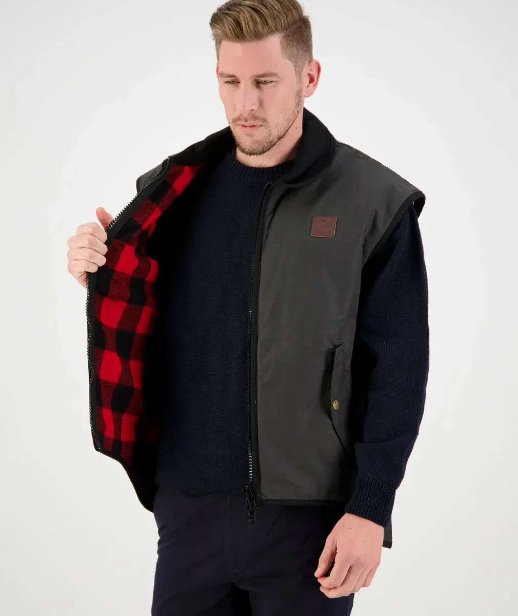 Foxton Oilskin Vest with Wool Lining