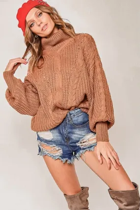 Gianna Mocha Cable Knit Sweater