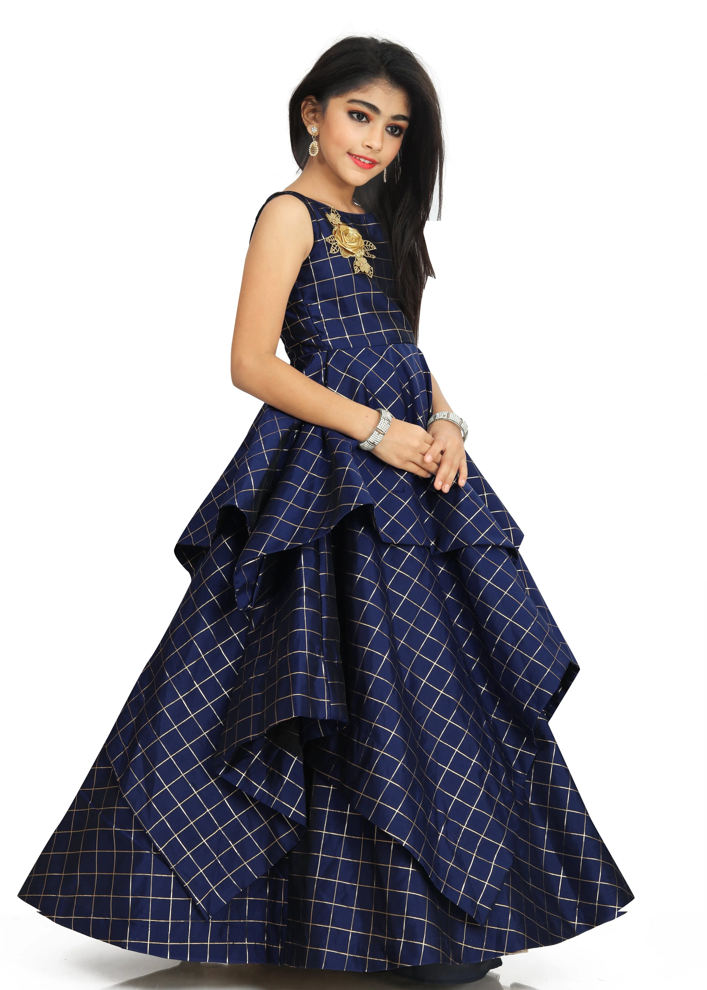 Girls Blue Readymade Dress For Kids