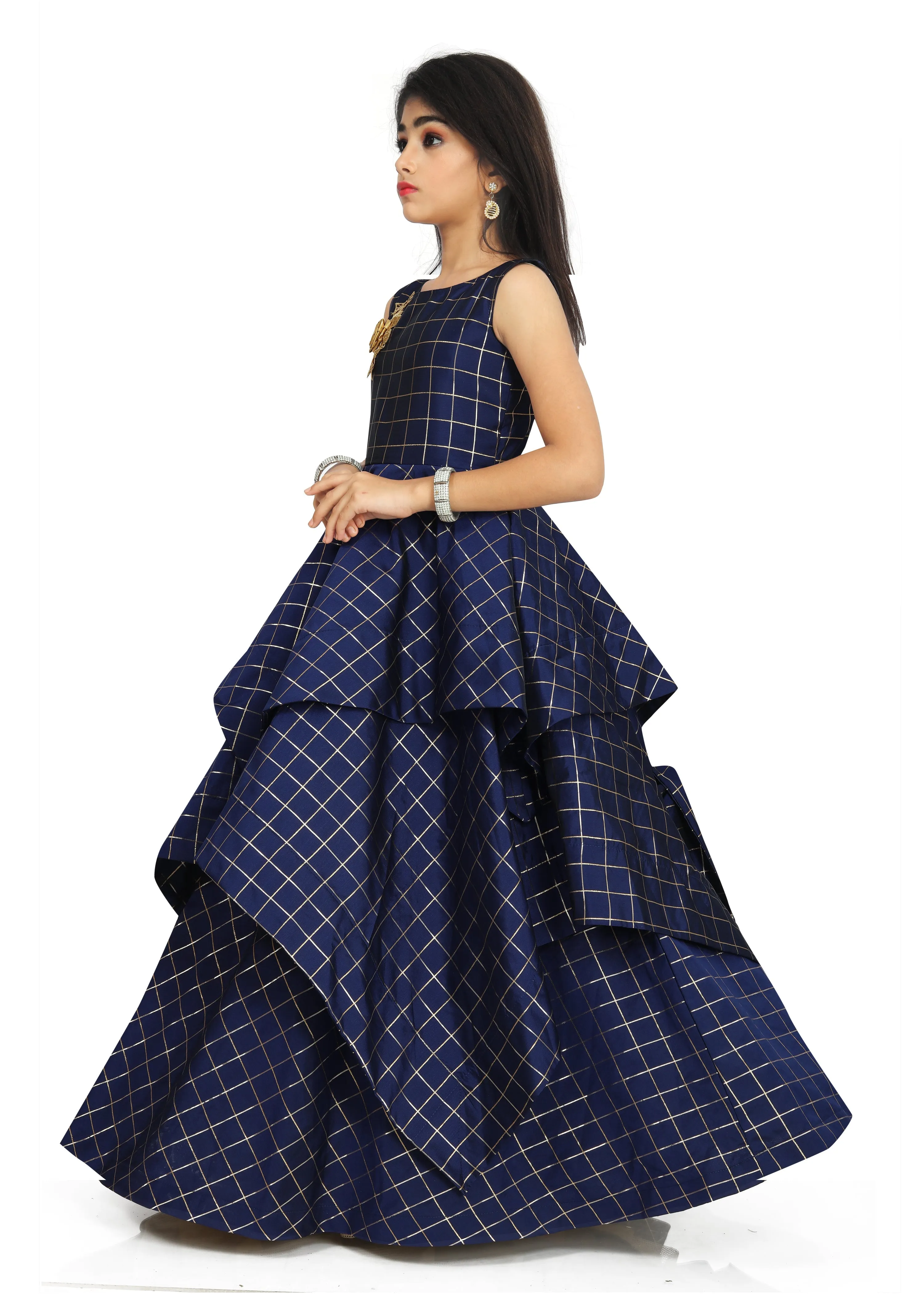 Girls Blue Readymade Dress For Kids