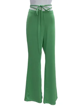 Green Elastic Flared Pants