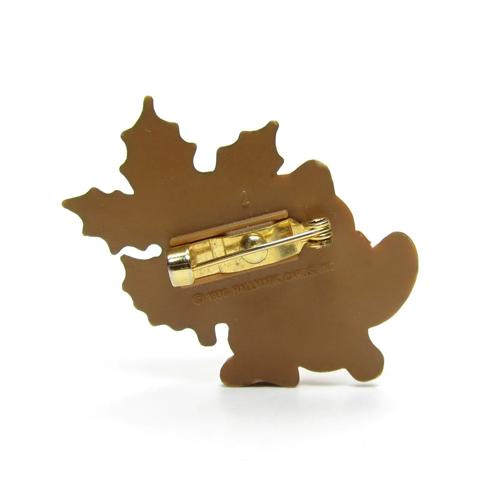 Hallmark Raccoon Pin with Holly Vintage 1986 Christmas Lapel