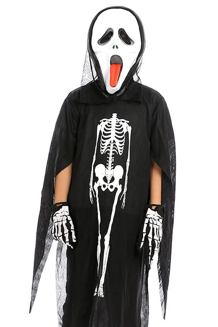 Halloween Boy Cosplay Costume Kids Horror Skull Jumpsuit With Mask