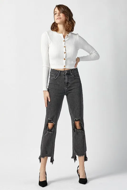 High-Rise Straight Crop Jeans