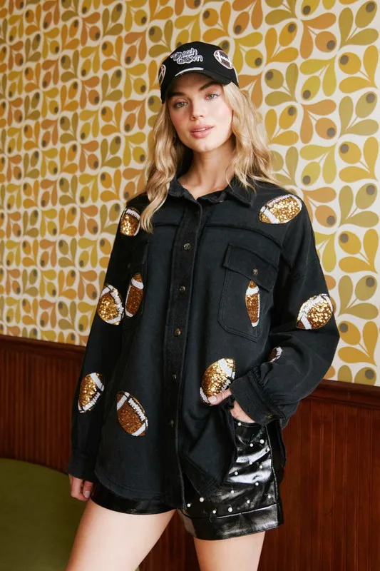 In The Endzone Shacket • Black