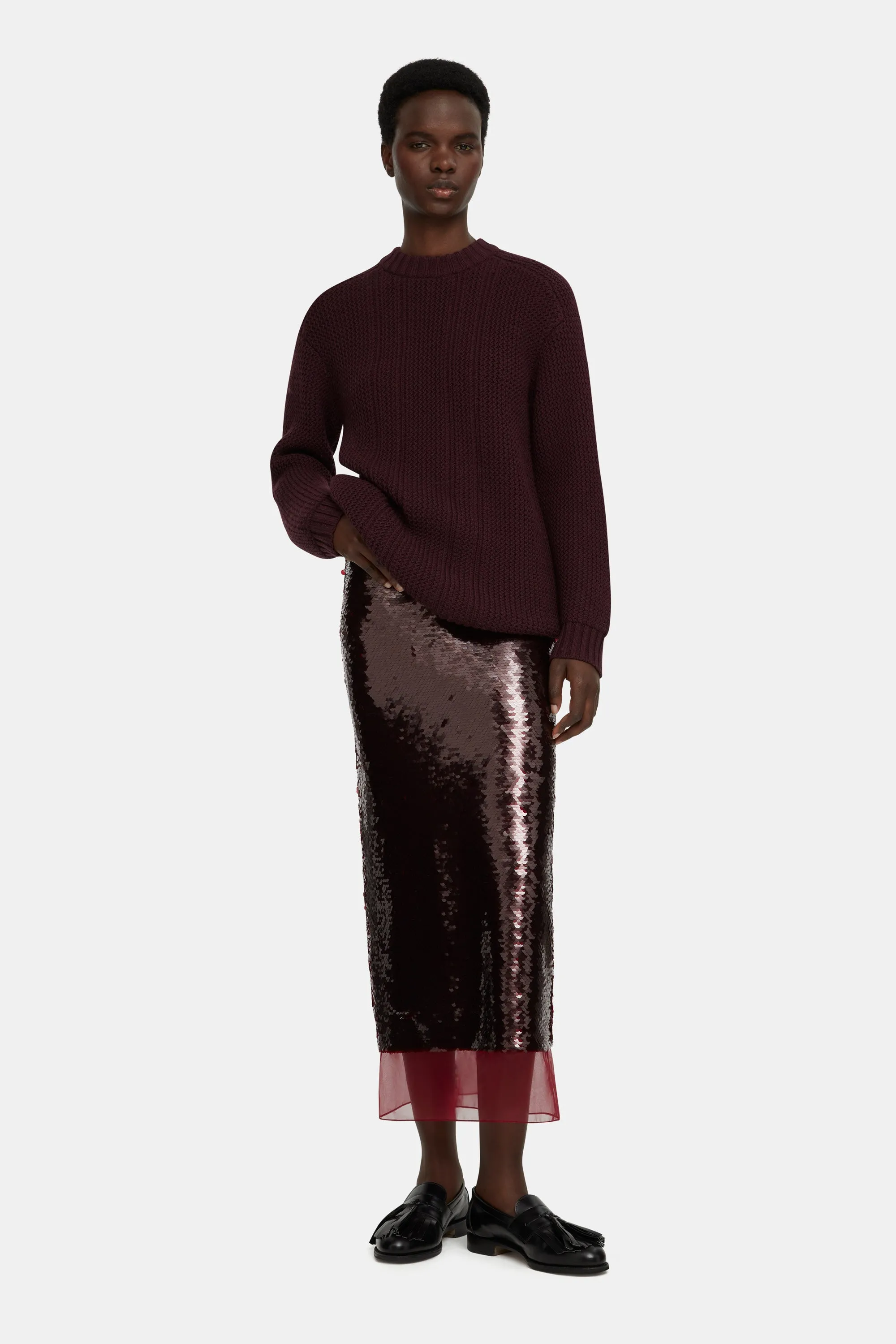 Kazu Skirt in Burgundy Jelly Sequins