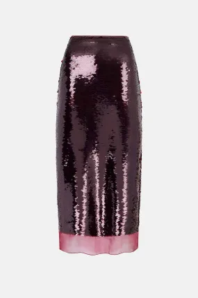 Kazu Skirt in Burgundy Jelly Sequins