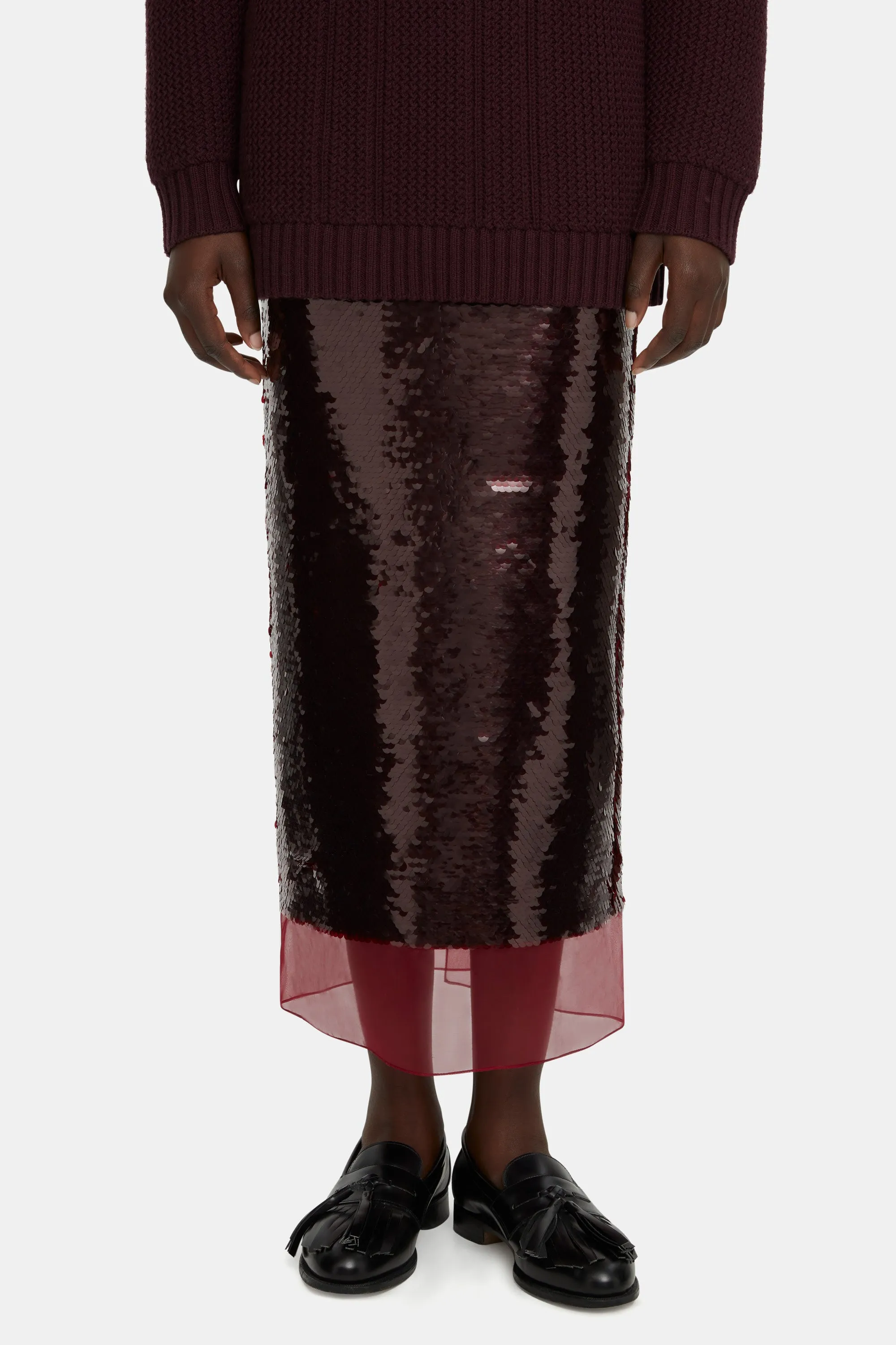 Kazu Skirt in Burgundy Jelly Sequins
