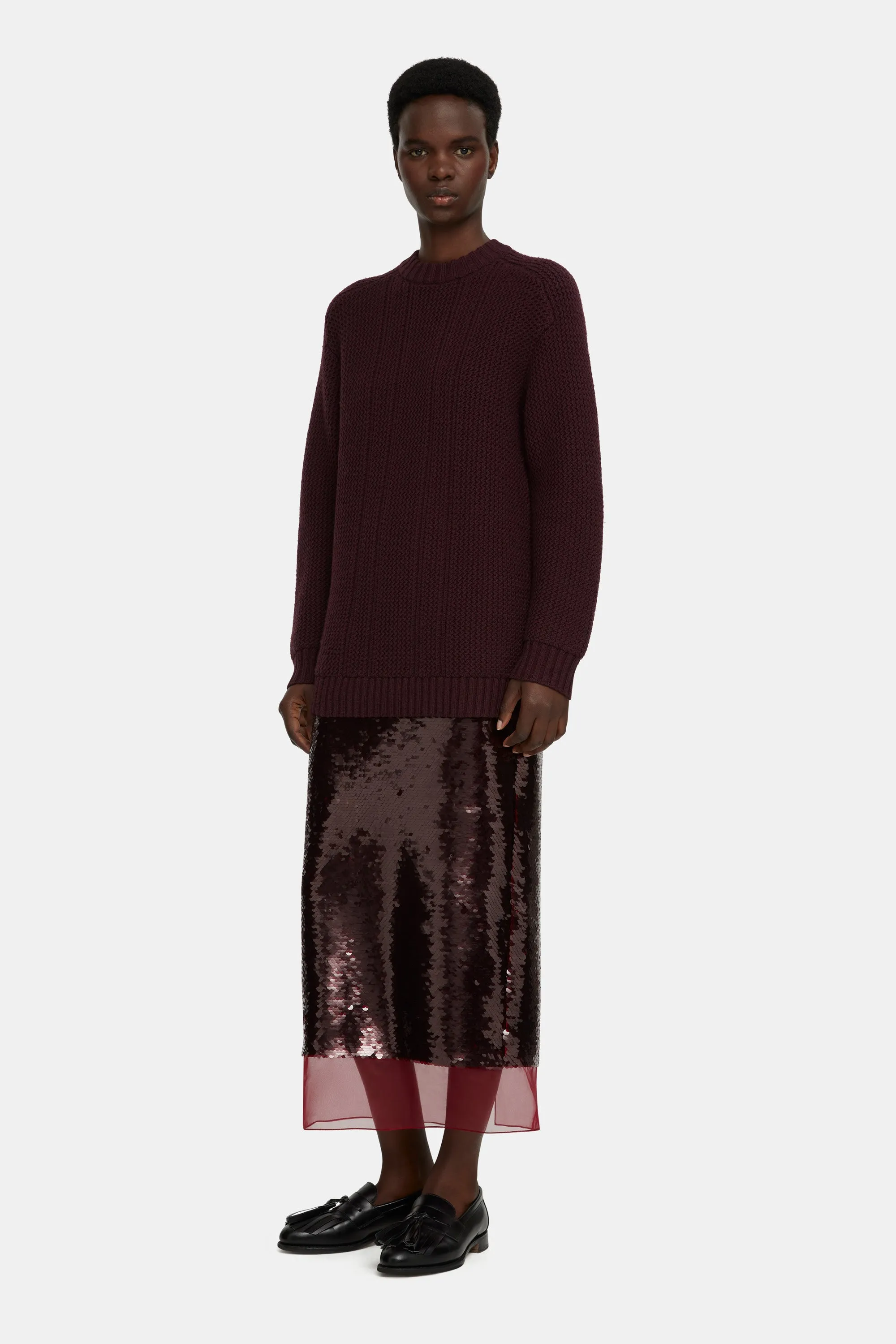 Kazu Skirt in Burgundy Jelly Sequins