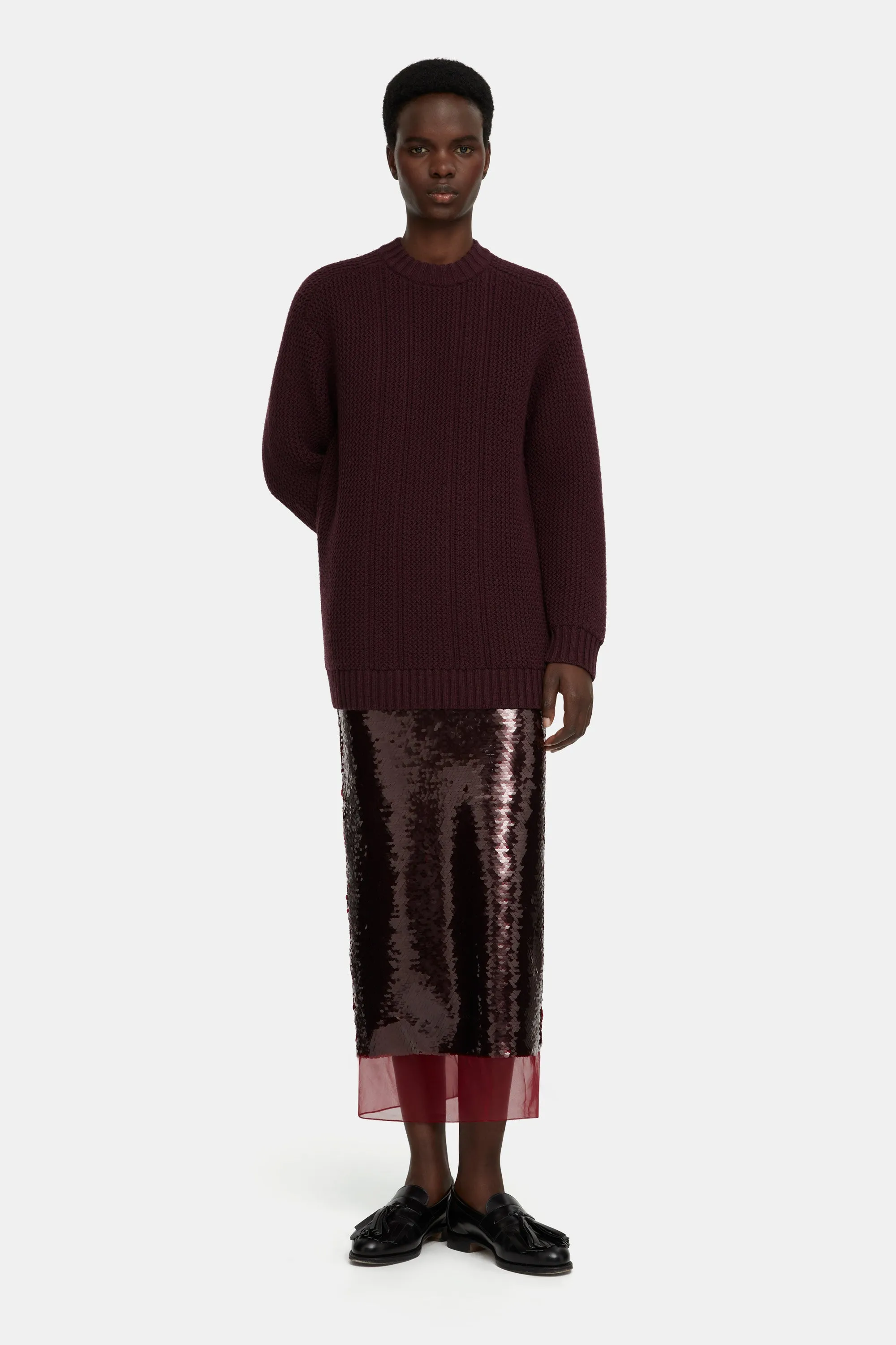 Kazu Skirt in Burgundy Jelly Sequins