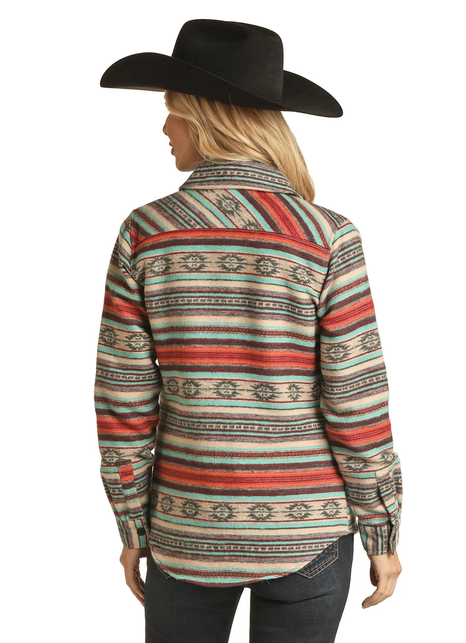 LADIES ROCK & ROLL DENIM SHACKET AZTEC