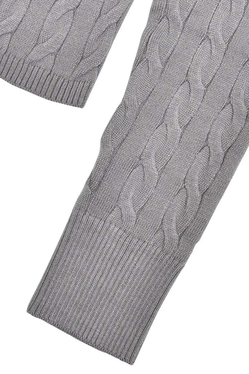 Long Sleeve Zipper Cable Knit Sweater