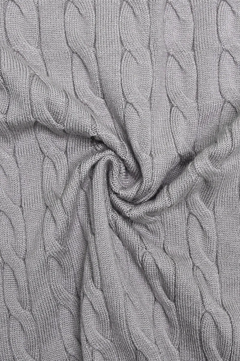 Long Sleeve Zipper Cable Knit Sweater