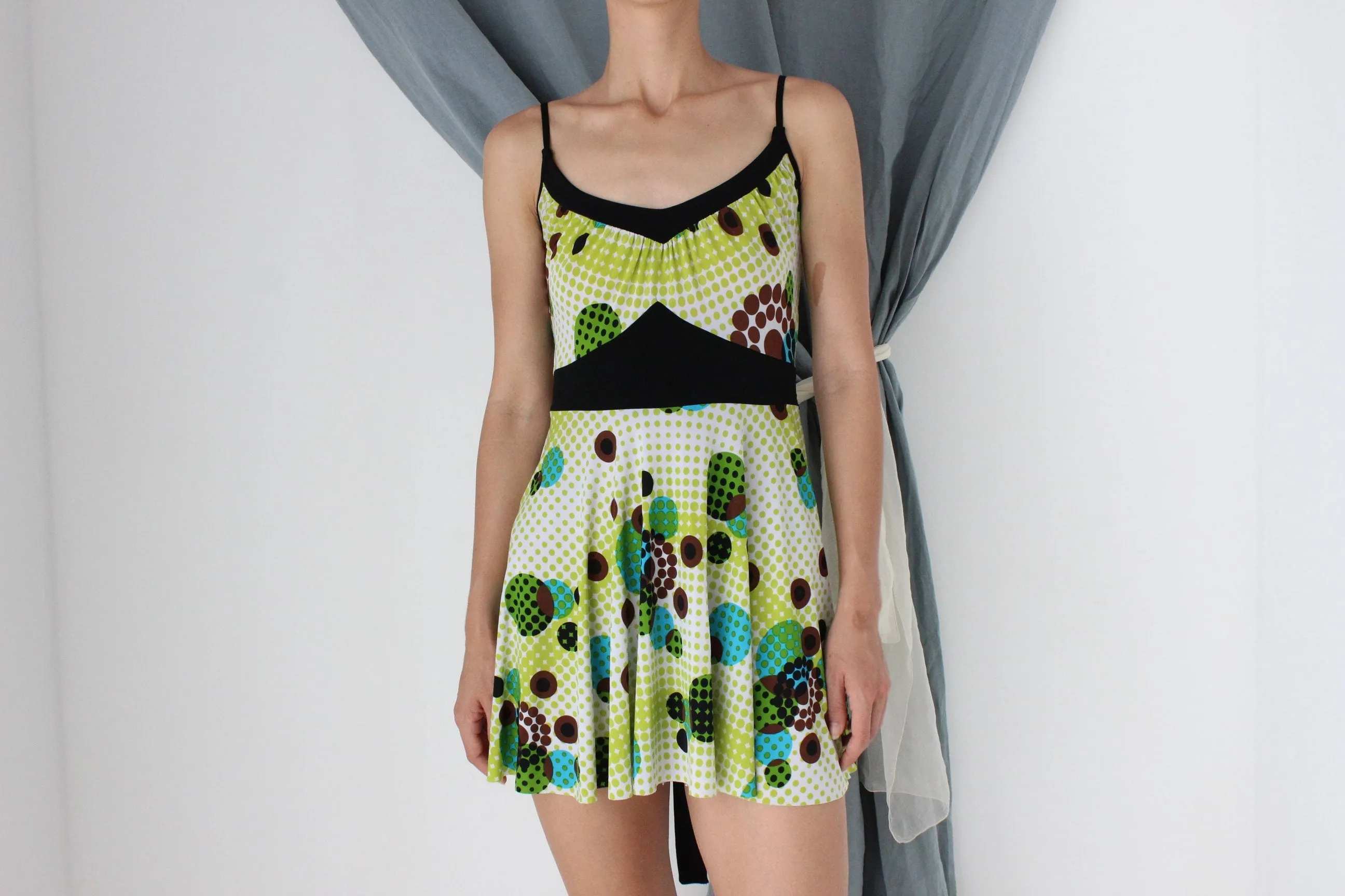 MADE IN ITALY 2000s Slinky Lime Green Mini Dress
