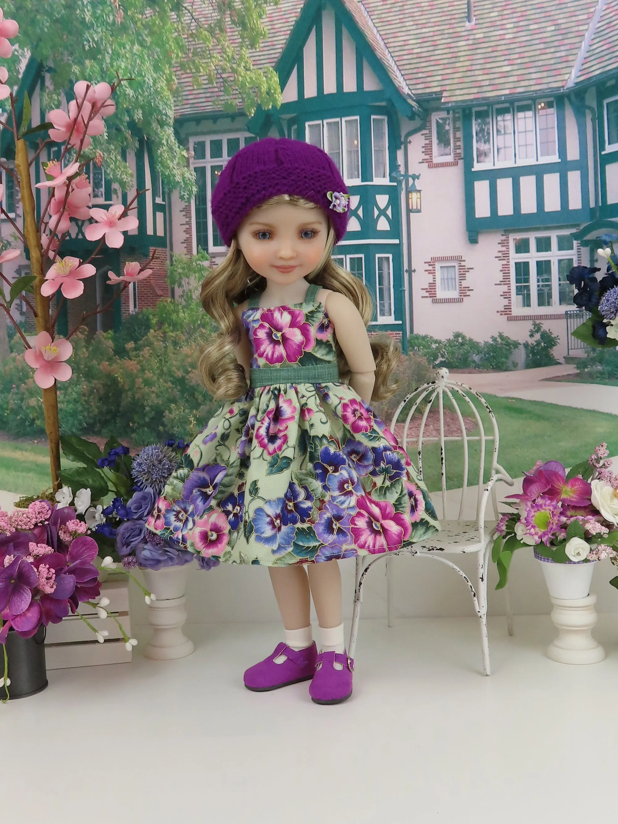 Majestic Pansy - dress and sweater set with shoes for Ruby Red Fashion Friends doll