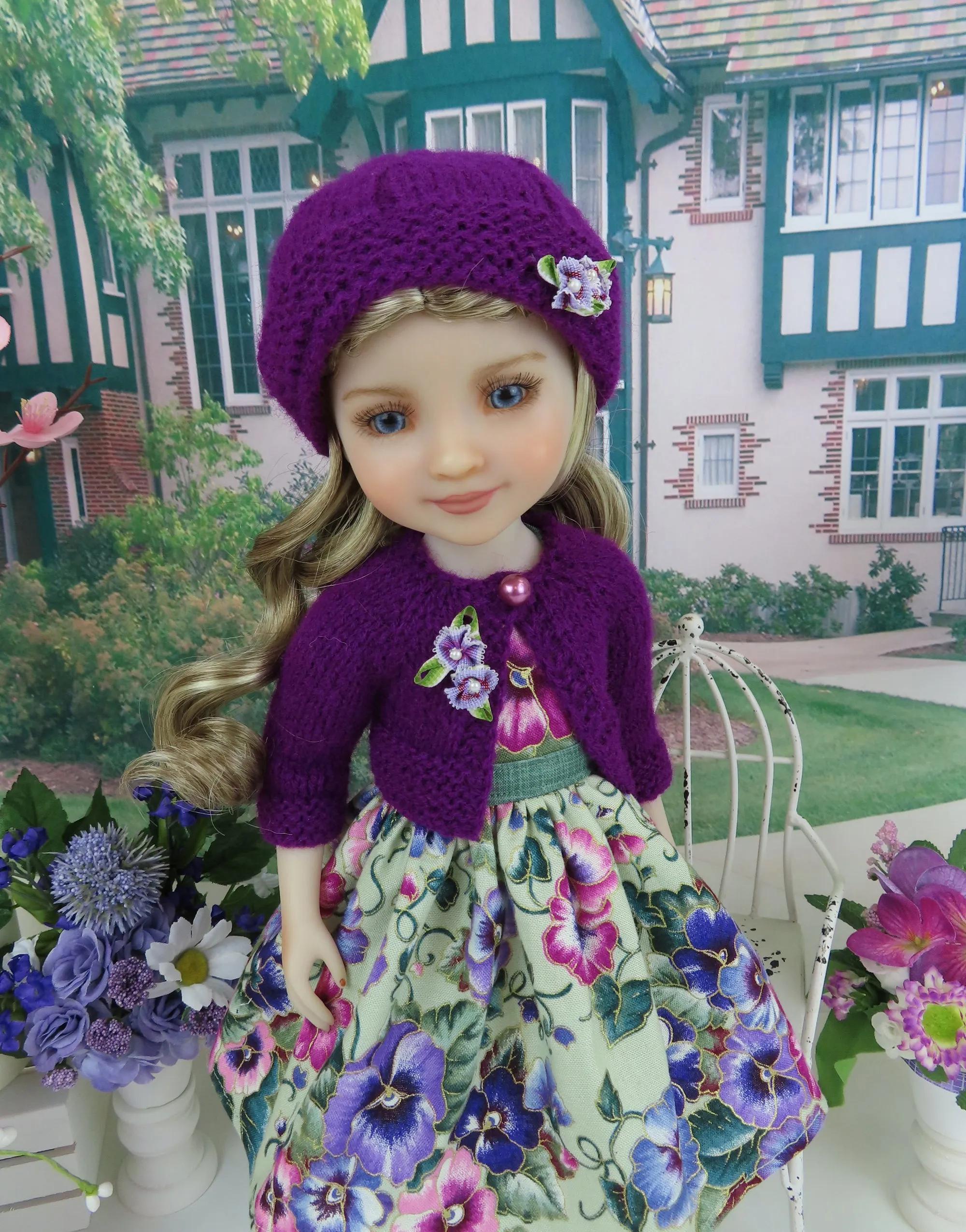Majestic Pansy - dress and sweater set with shoes for Ruby Red Fashion Friends doll