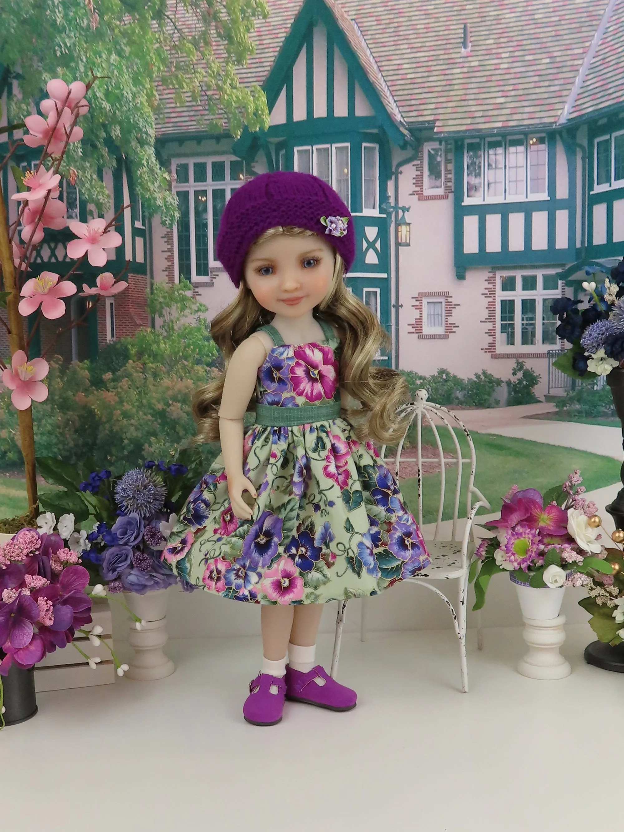 Majestic Pansy - dress and sweater set with shoes for Ruby Red Fashion Friends doll