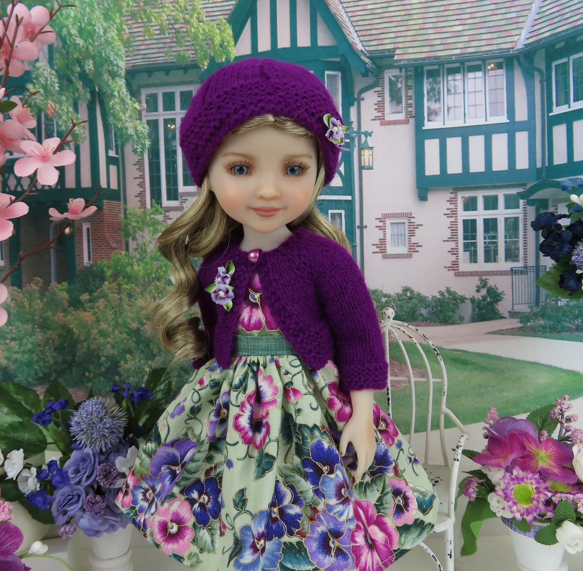Majestic Pansy - dress and sweater set with shoes for Ruby Red Fashion Friends doll