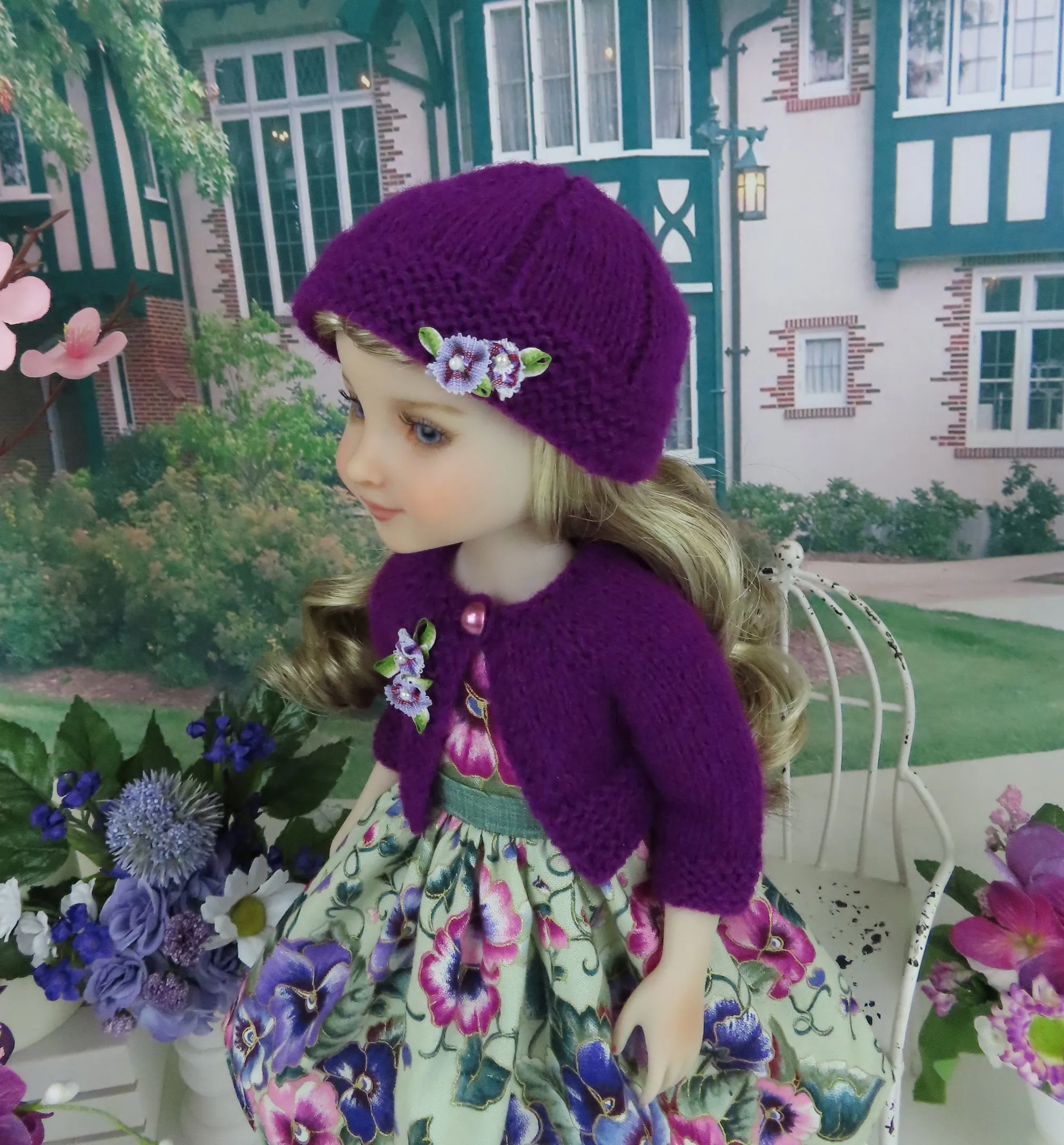 Majestic Pansy - dress and sweater set with shoes for Ruby Red Fashion Friends doll